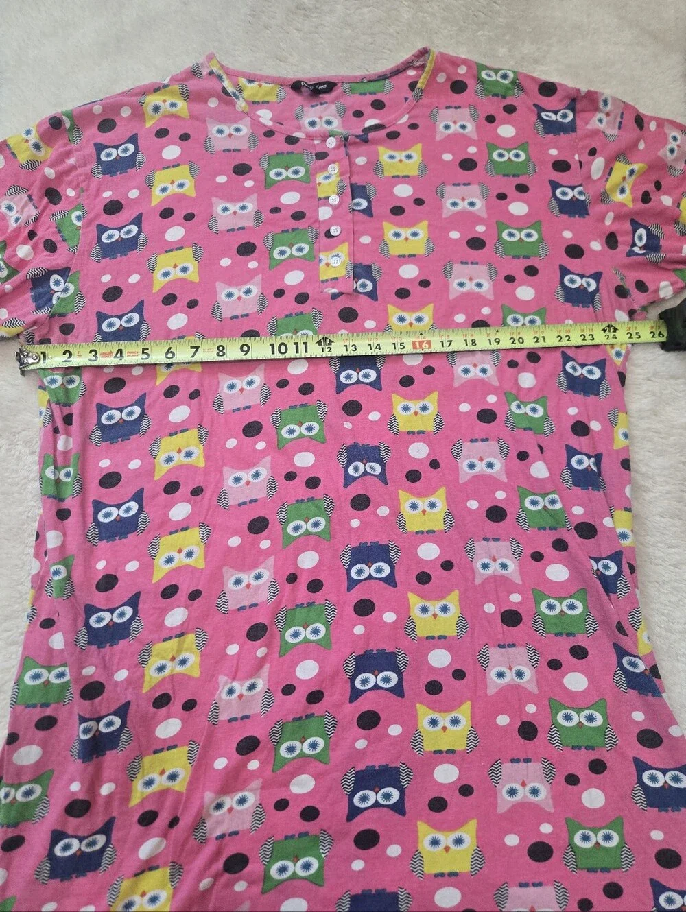 Just Love Pink Owl Cozy Casual Retro Whimsical Sleep Shirt, 2XL